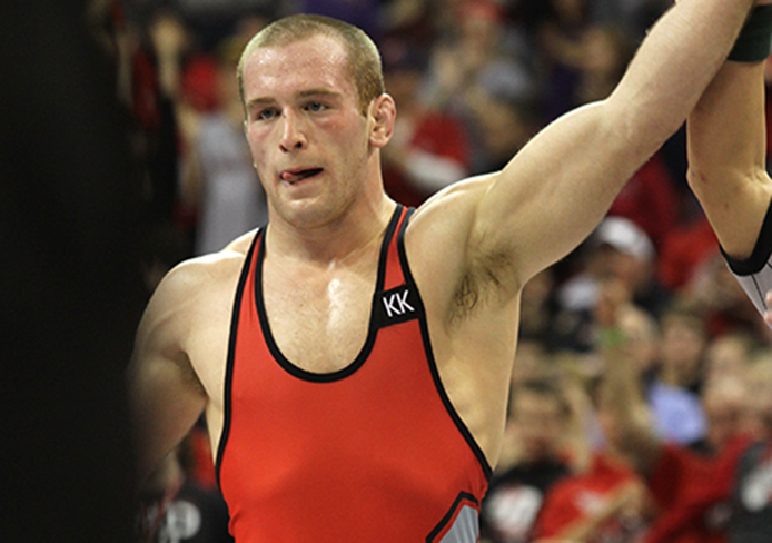 OSU then-freshman Kyel Snyder celebrates a defeat of a top-10 opponent against Minnesota. Credit: Lantern file photo 