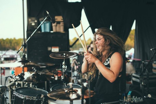Katie Cole, drummer of Dangerkids and former OSU student, on stage with her band.  Credit: Courtesy of Jason Cox Photography