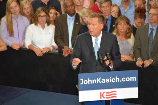 Gov. John Kasich announces the kickoff of his presidential campaign to a packed crowd of supporters at the Ohio Union at Ohio State. Photo by Robert Scarpinito / Copy Chief
