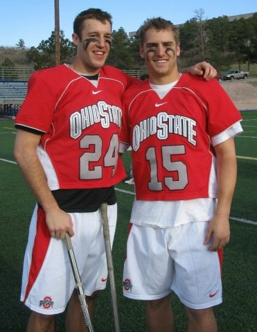 Ohio State alumnus Jonathan DeCanio, on right, with lacrosse teammate during his 2004-2007 career at OSU. DeCanio is now the owner of Affordable Bail Bonds. Credit: Courtesy of Jonathan DeCanio.