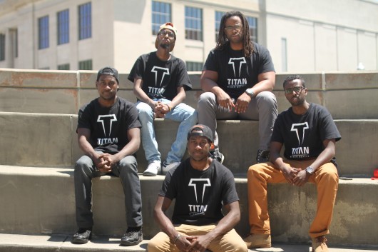 Five Ohio State students and graduates earn more than $66,000 in Kickstarter campaign for their Titan Mixer Bottle. From left to right: Gered Bowman, Adan Ali, Frederick Bowman, Lonie Smith and Mohamed Rage. Credit: Courtesy of FiveID.