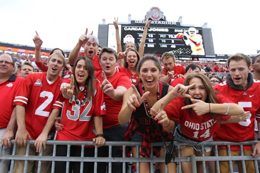 Students cheer during Ohio State's 38-12 victory over Western Michigan on Sept. 26 at Ohio Stadium. Credit: Samantha Hollingshead / Photo Editor