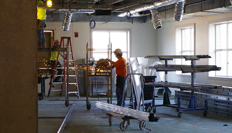 Construction workers continue to make progress on the new Research Commons on the third floor of the 18th Ave. Library on Sept. 8. Credit: Courtesy of Pamela McClung 