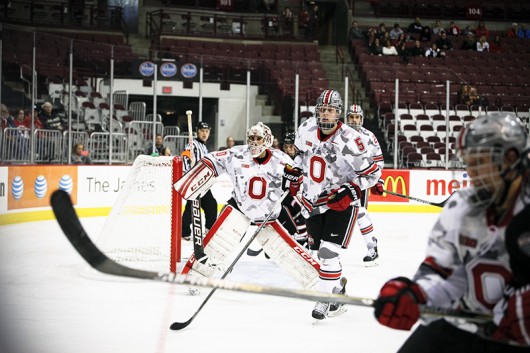OSU then sophomore goalie Christian Frey (30) during a game against Omaha on August 11, 2014 at the Schottenstein Center. Credit: Lantern File Photo