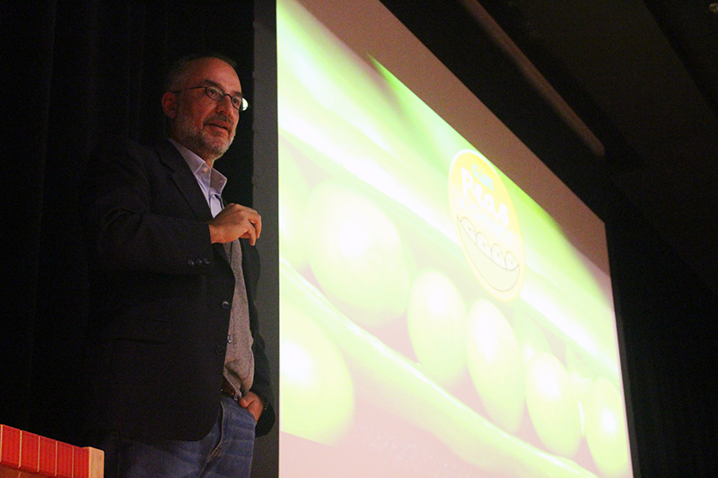 Plant physiologist Stefano Mancuso gives a lecture on plant intelligence at Ohio State on Nov. 15. Credit: Francis Pellicciaro / Assistant Multimedia Editor