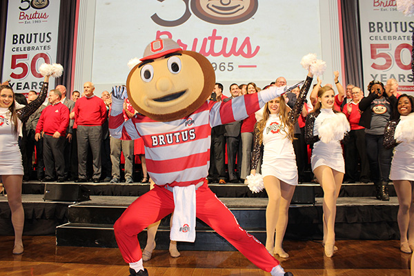 Brutus rings in his 50th birthday on Nov. 6 with more than 50 former Bruti in the Archie Griffin Ballroom at the Ohio Union. Credit: Michael Huson / Campus Editor 