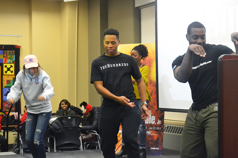 Ohio State students doing the Shoki when AYL opens floor to audience at Afro-Latino Connection on Jan. 21. Credit: Janaya Greene | Lantern reporter