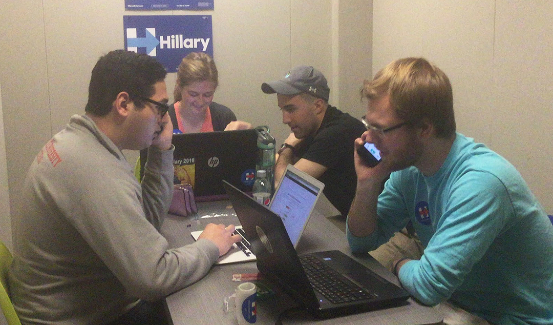 Ohio State students phone banking for Hilary Clinton in Smith-Steeb Hall on March 9. Credit: Nick Roll 