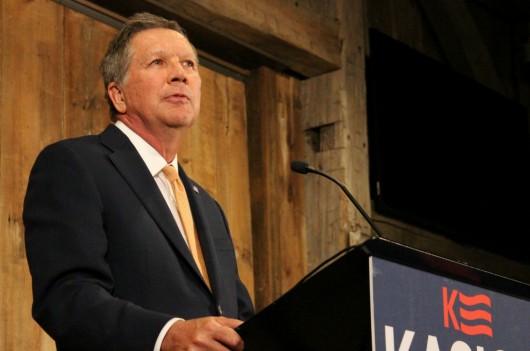 Ohio Gov. John Kasich announces he will suspend his run for president during a press conference at Franklin Park Conservatory and Botanical Gardens on May 4. Credit: Michael Huson | Campus Editor