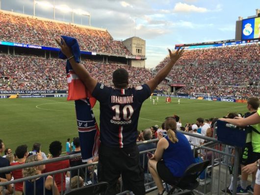 Derevon Guyton cheers on PSG in the International Champions Cup at Ohio Stadium on July 27, 2016. Credit: Jacob Myers | Assistant Sports Editor