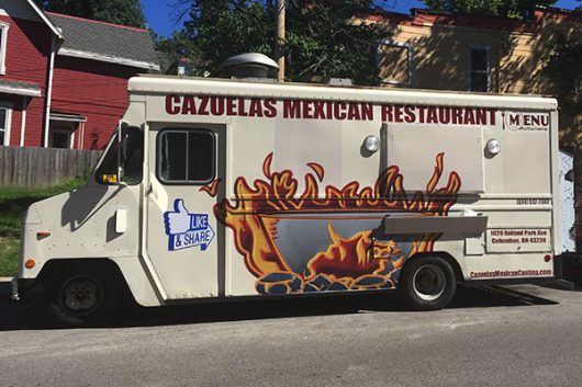 Cazuela's food truck parked outside Cazuela's Grill on West Northwood Avenue. Credit: Sara Stacy | Lantern reporter