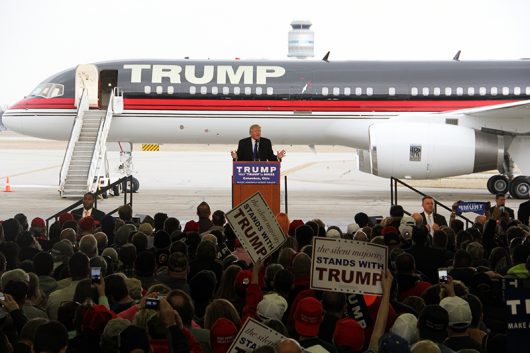 Republican presidential candidate Donald Trump speaks during a rally at Columbus International Airport on March 1. Credit: Lantern File Photo