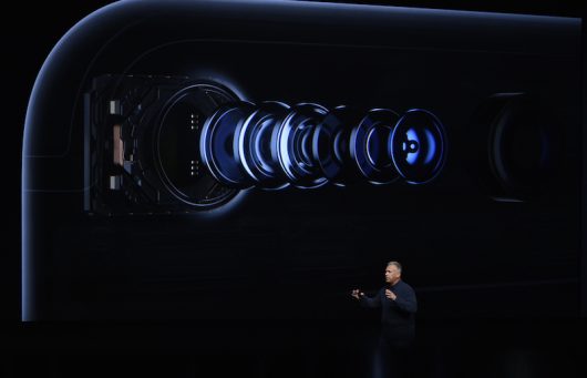 Phil Schiller, Apple senior vice president of worldwide marketing, talks about the waterproof iPhone 7 at the Bill Graham Civic Auditorium in San Francisco. Credit: Courtesy of TNS.