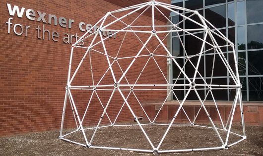 The geodesic dome constructed by OSU students sits outside of the Wexner Center for the Arts. Credit: Kathleen Senge | Lantern Reporter