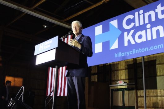 Former President Bill Clinton campaigns for his wife, 2016 Democratic presidential candidate Hillary Clinton, at the Delaware County fairgrounds on Oct. 14. Credit: Stewart Blake | For The Lantern