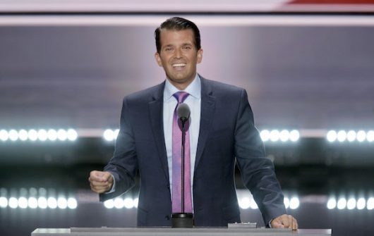 Donald Trump Jr., Donald Trump's son speaks on the second day of the Republican National Convention on July 19, 2016 at the Quicken Loans Arena in Cleveland, Ohio. Credit: TNS