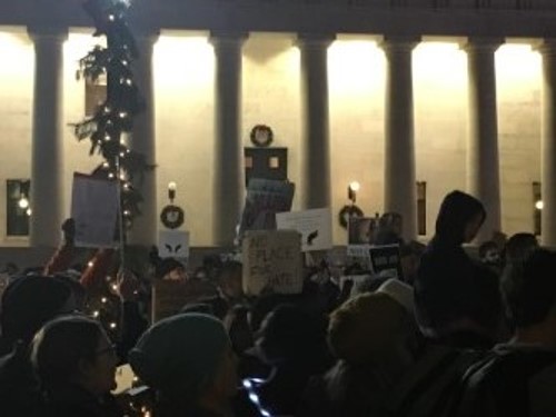 Columbus residents gather downtown to protest Donald Trump on Nov. 29. Credit: Daniel Smyth | Lantern Reporter