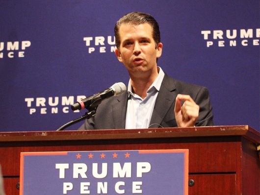 Donald Trump Jr, son of Republican Party presidential candidate Donald Trump, speaks to Trump supporters at a rally in the Ohio Union performance hall on Nov. 1, 2016. Credit: Ashley Nelson | Assistant Sports Director