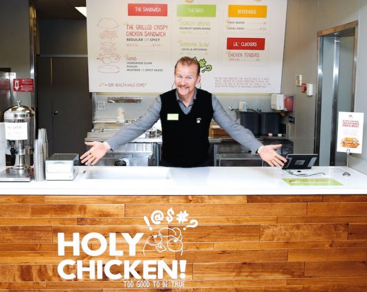 Filmmaker Morgan Spurlock attends the grand opening of his new restaurant Holy Chicken! on November 19 in Columbus, Ohio. Credit: Courtesy of Jeff Vespa