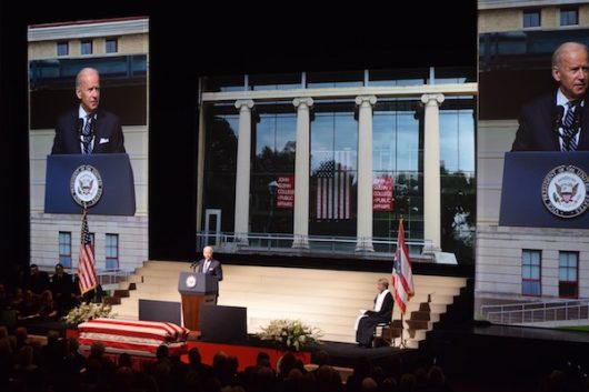 Vice President Joe Biden speaks at the ceremony held for John Glenn at the Mershon Auditorium on Dec. 17. Credit: Sheridan Hendrix